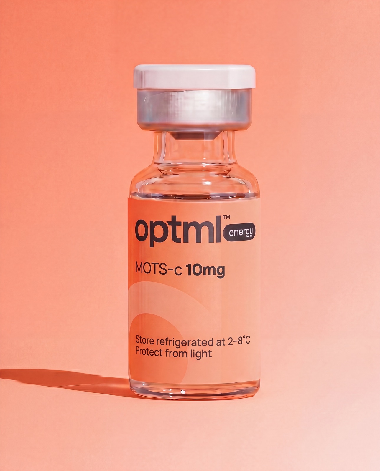 OPTML MOTS-c 10mg research product on a orange studio background
