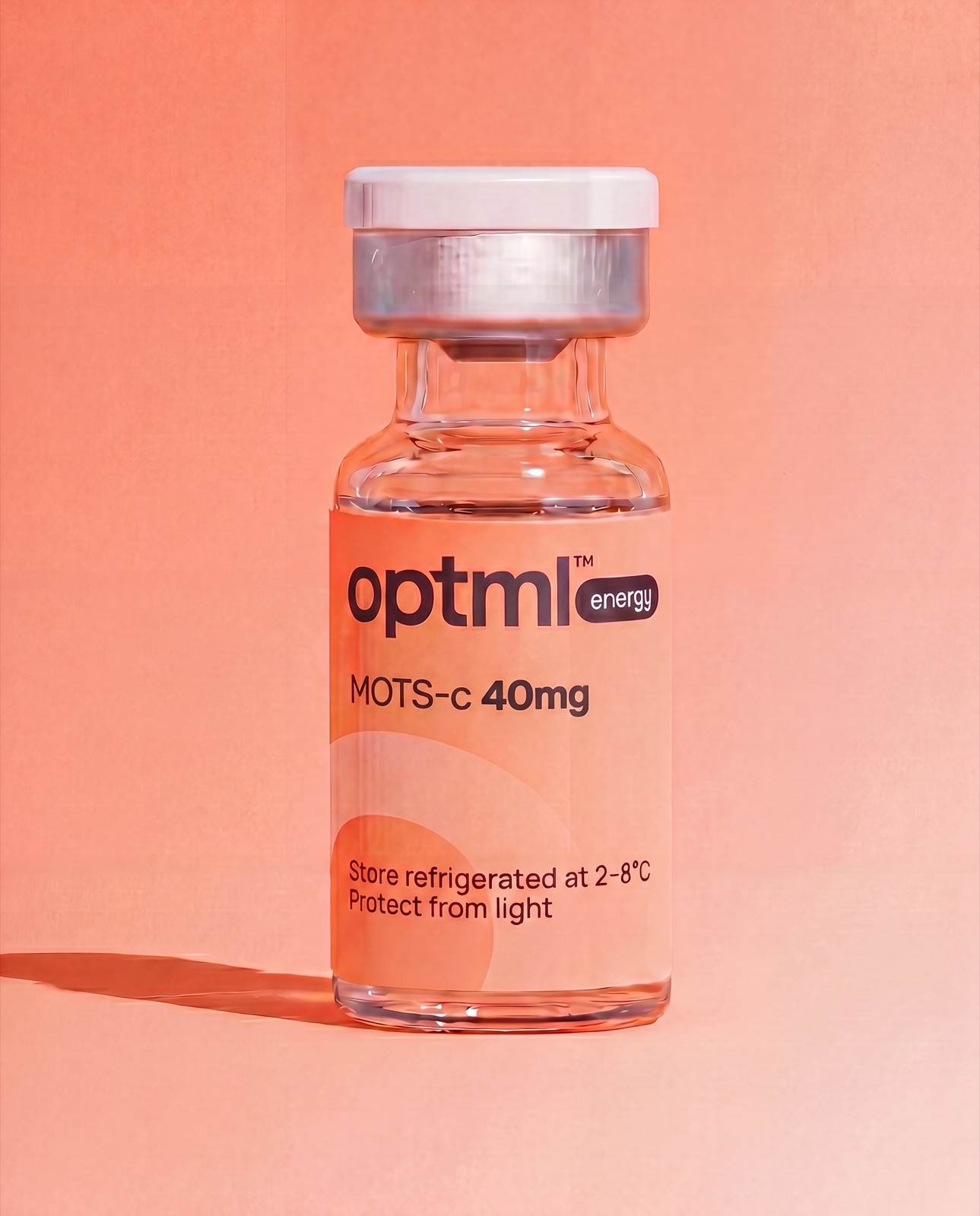 OPTML MOTS-c 40mg research product on a orange studio background